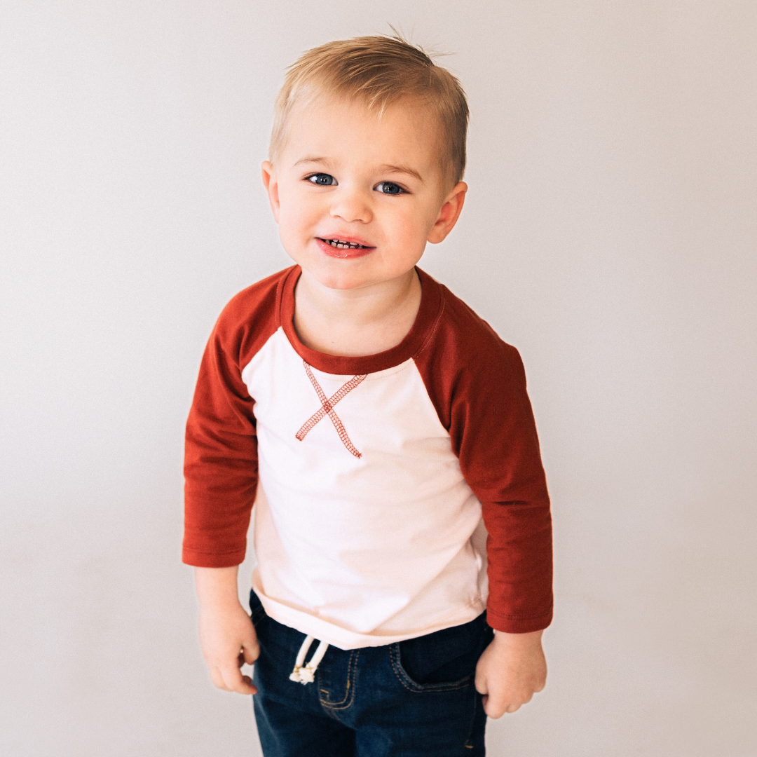 Raglan Baseball Tee Rust- Infant