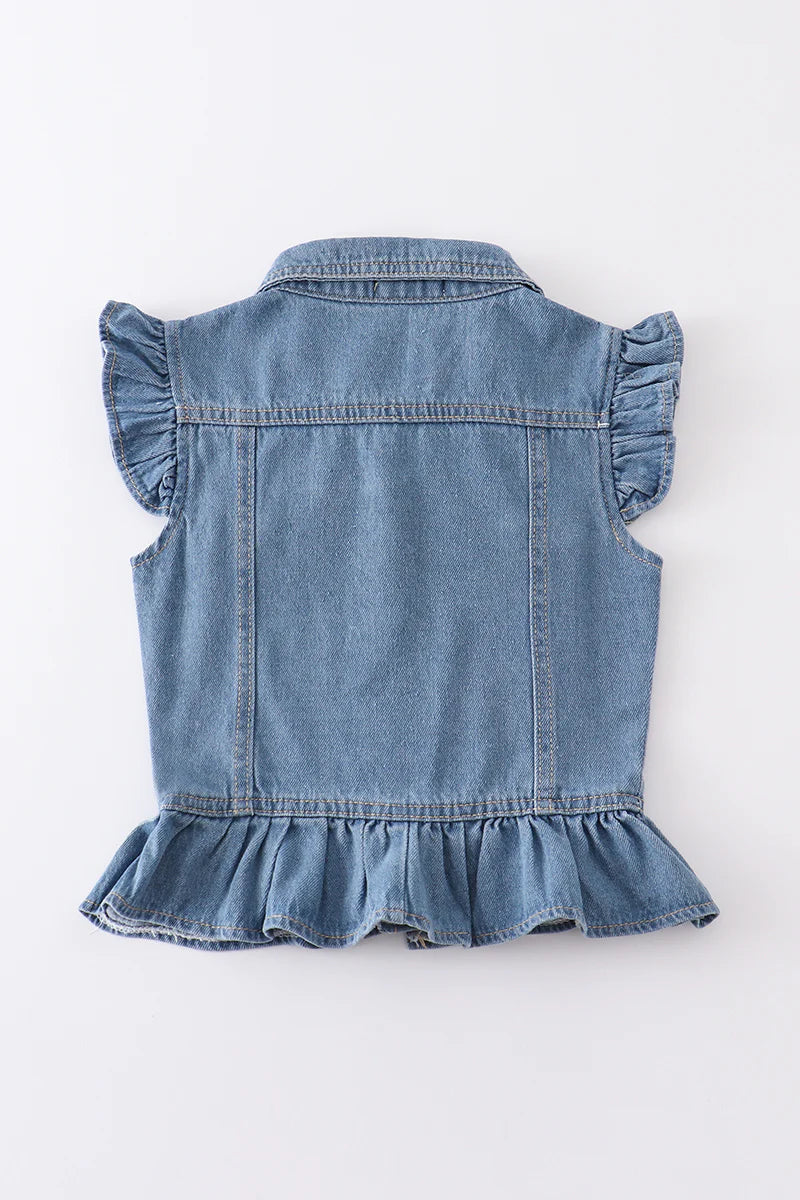 Blue denim girl vest