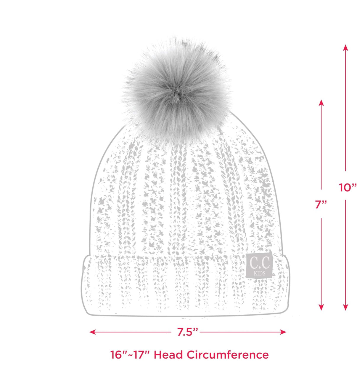 CC Kids Beanie Ages 2-5 Warm Chunky Thick Stretchy Knit Slouch Beanie Skull Kids Hat with Pom