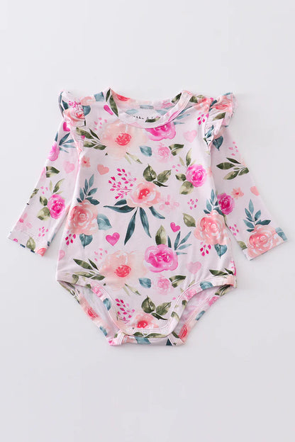 Pink Floral Print Bamboo Girl Bubble