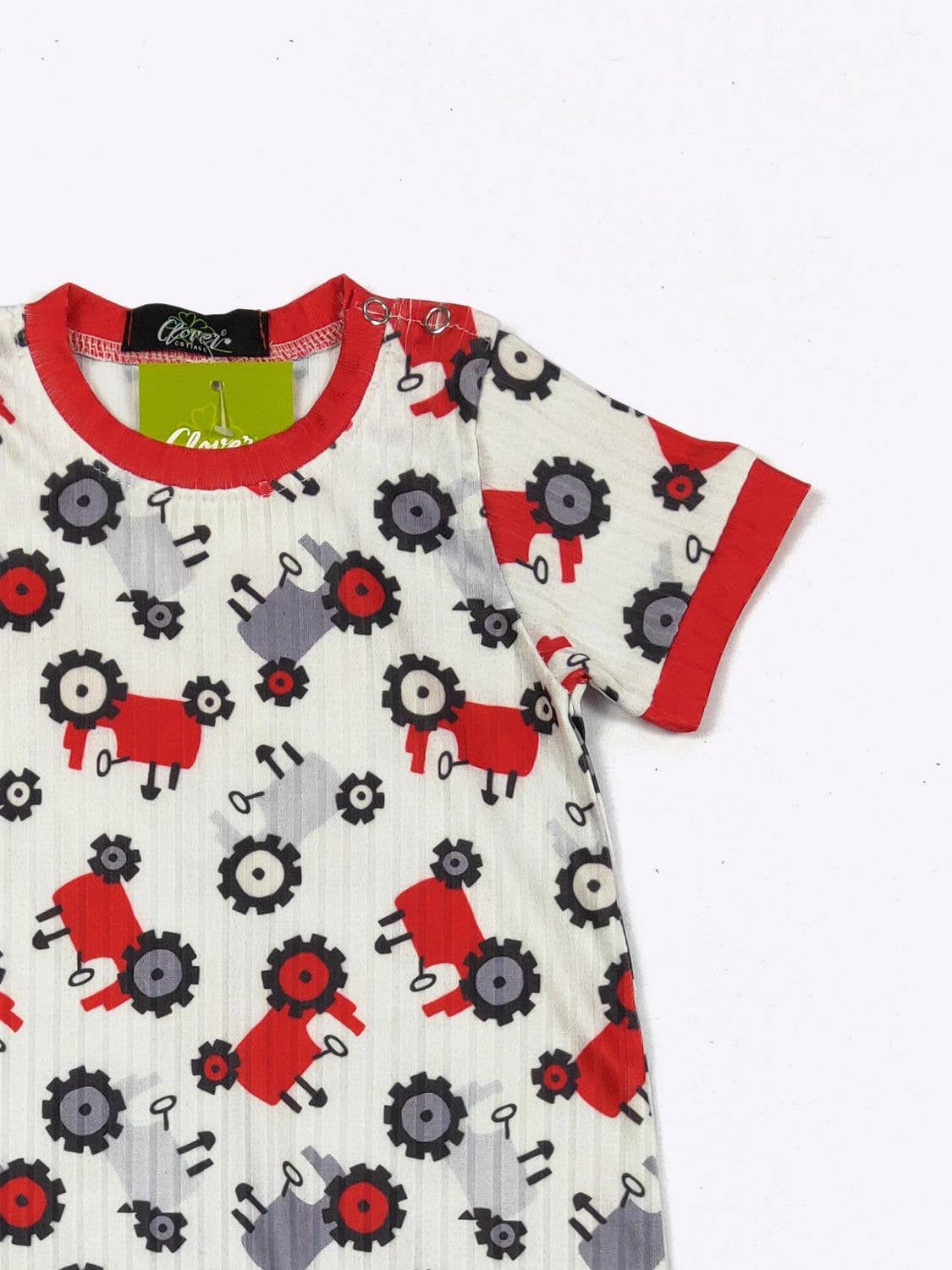 Grey & Red Tractor Boy Romper