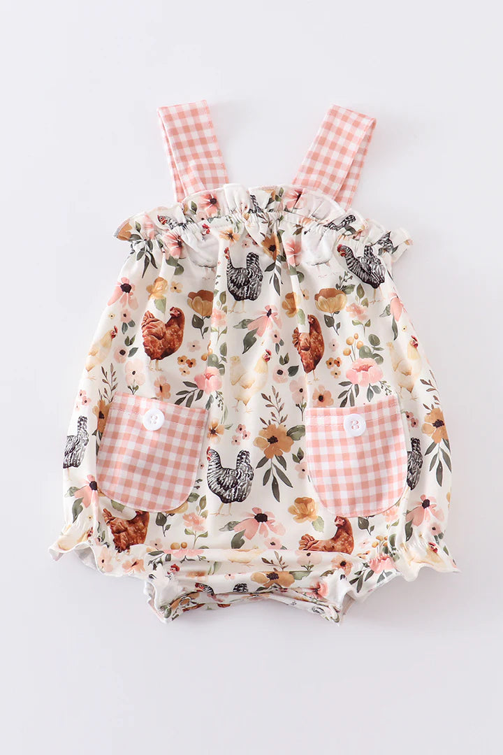 Chicken floral print girl bubble