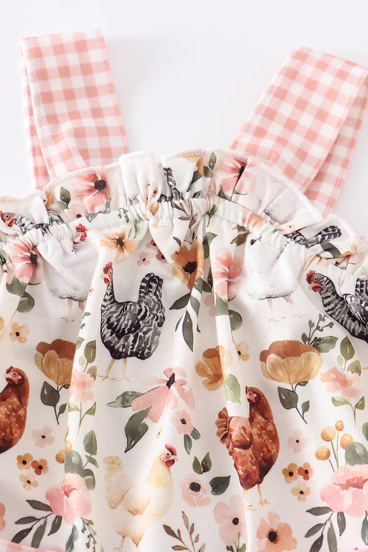 Chicken floral print girl bubble