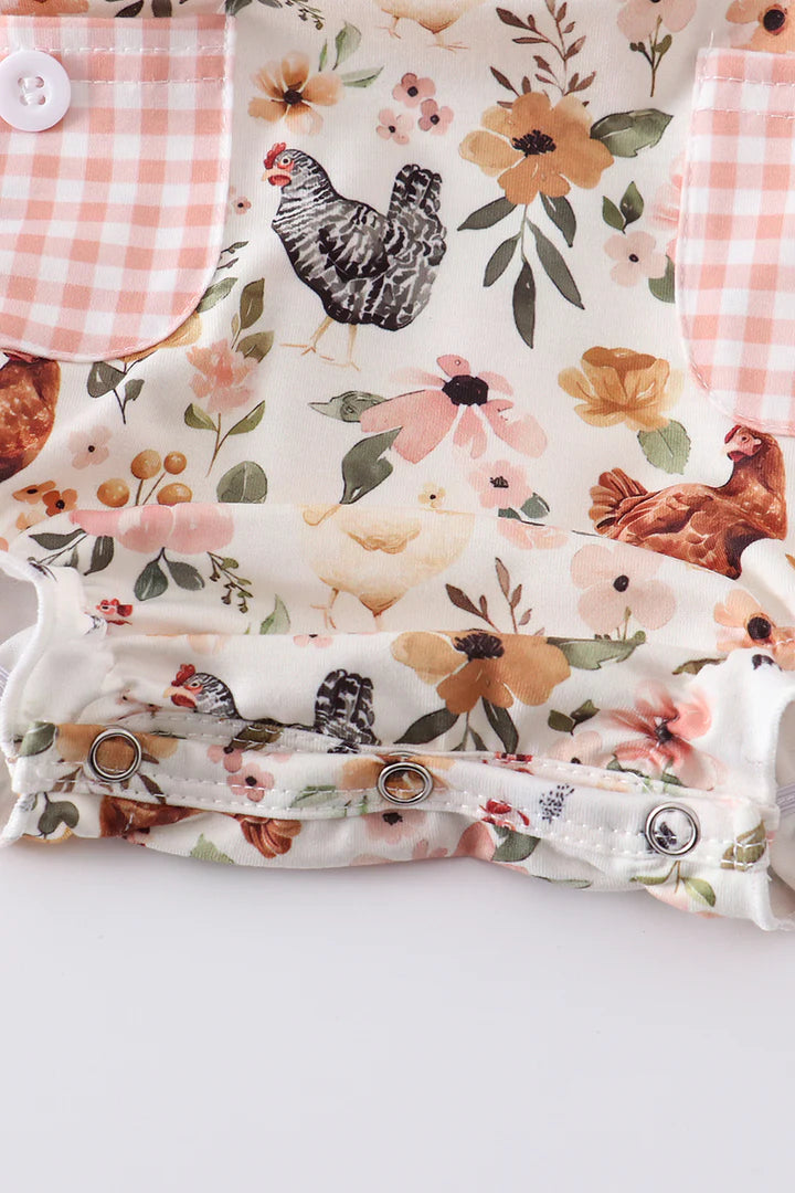 Chicken floral print girl bubble