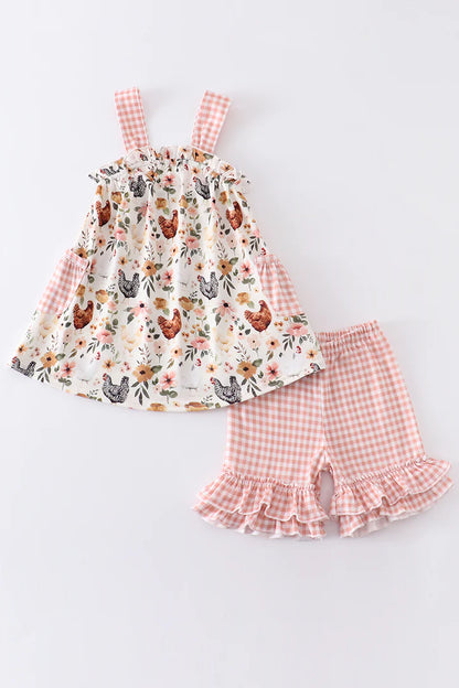 Chicken floral print dress set