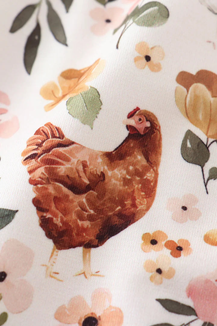 Chicken floral print dress set