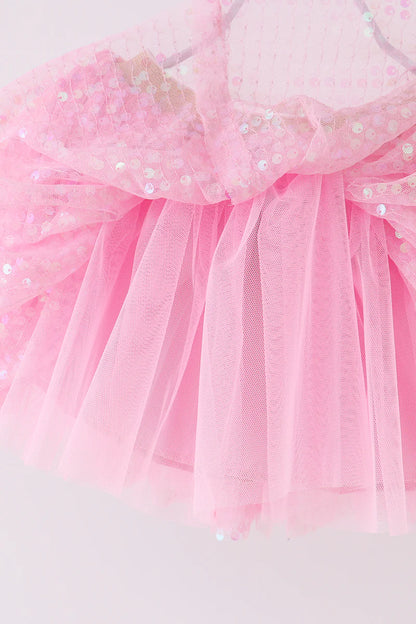 Pink sequins tulle tutu skirt