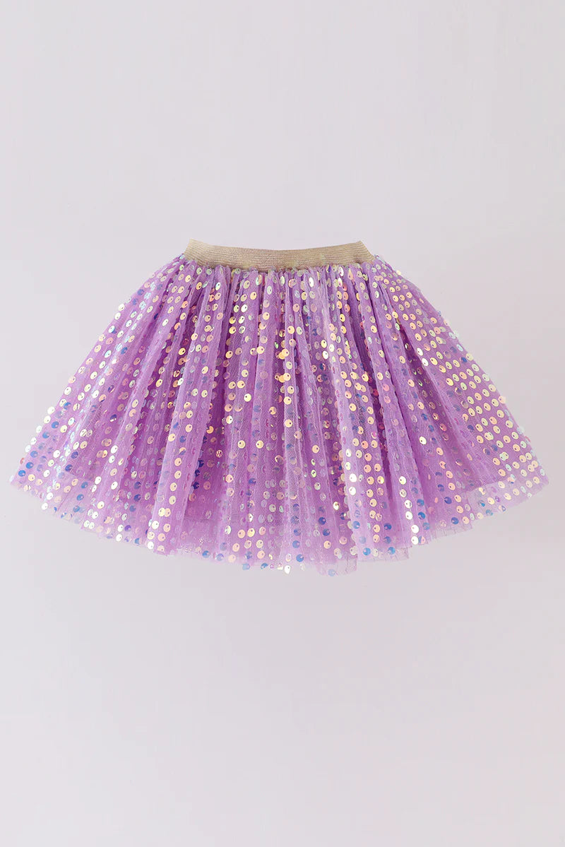 Purple sequin tulle tutu skirt