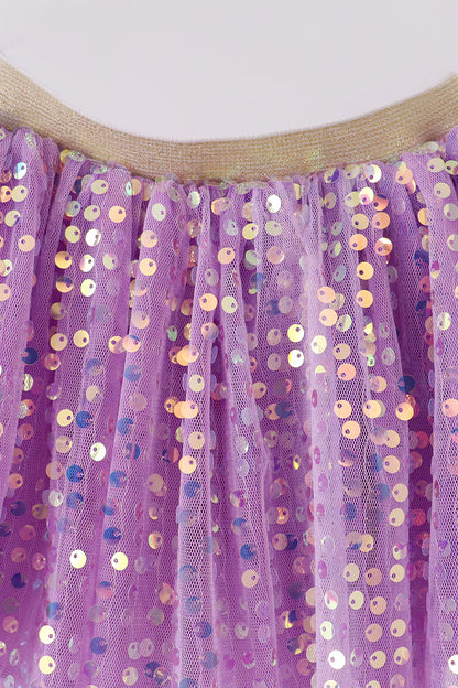 Purple sequin tulle tutu skirt