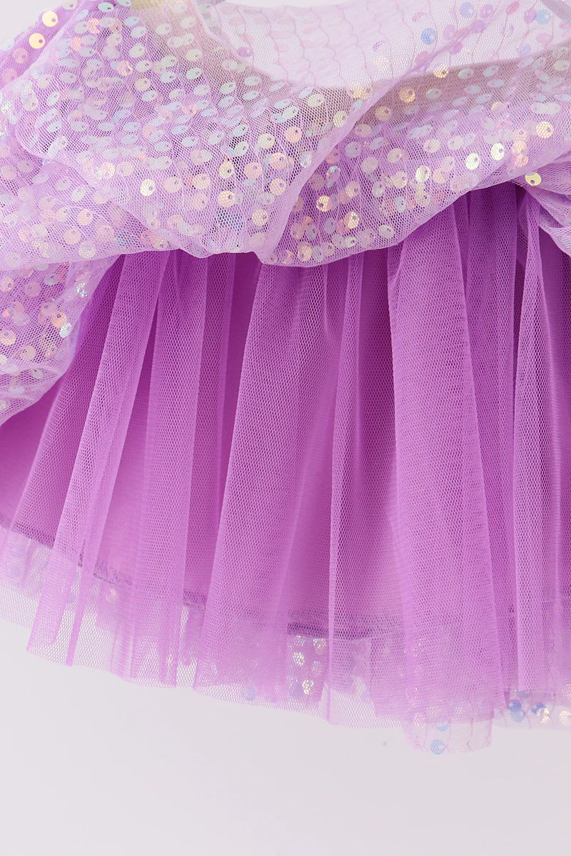 Purple sequin tulle tutu skirt