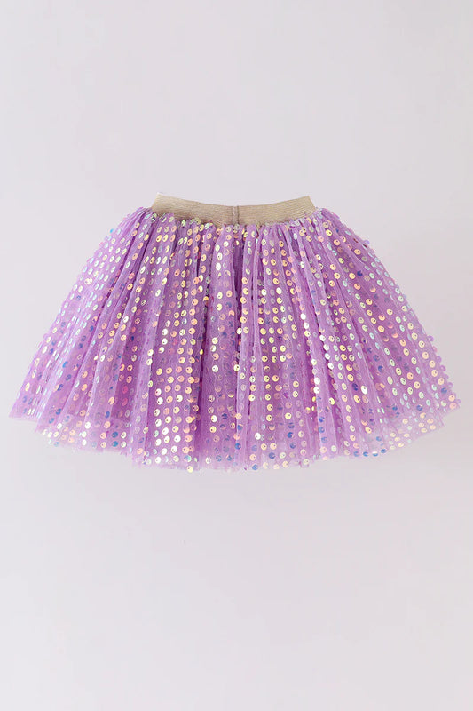 Purple sequin tulle tutu skirt