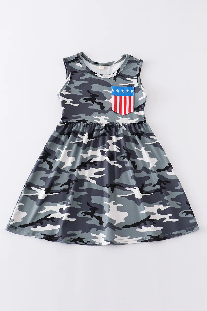 Camouflage patriotic girl dress