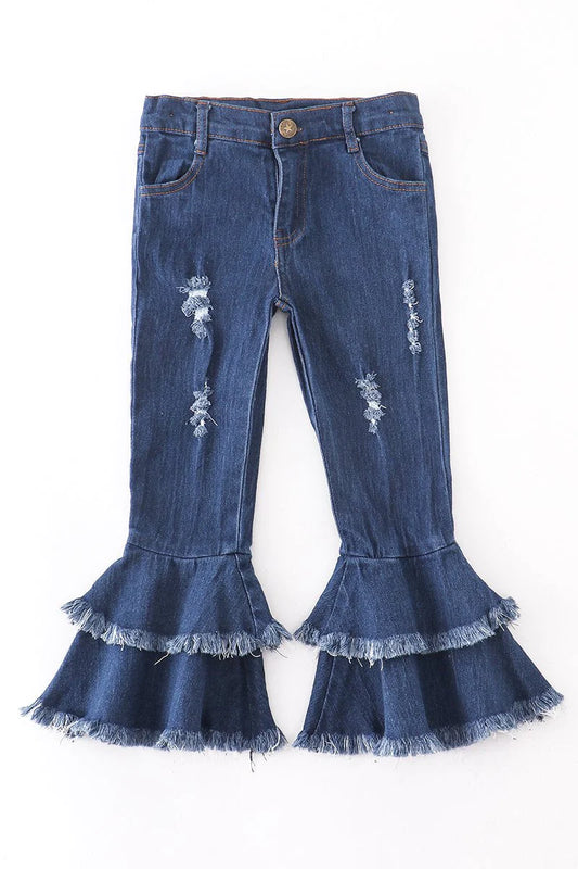 Navy double layered denim jeans