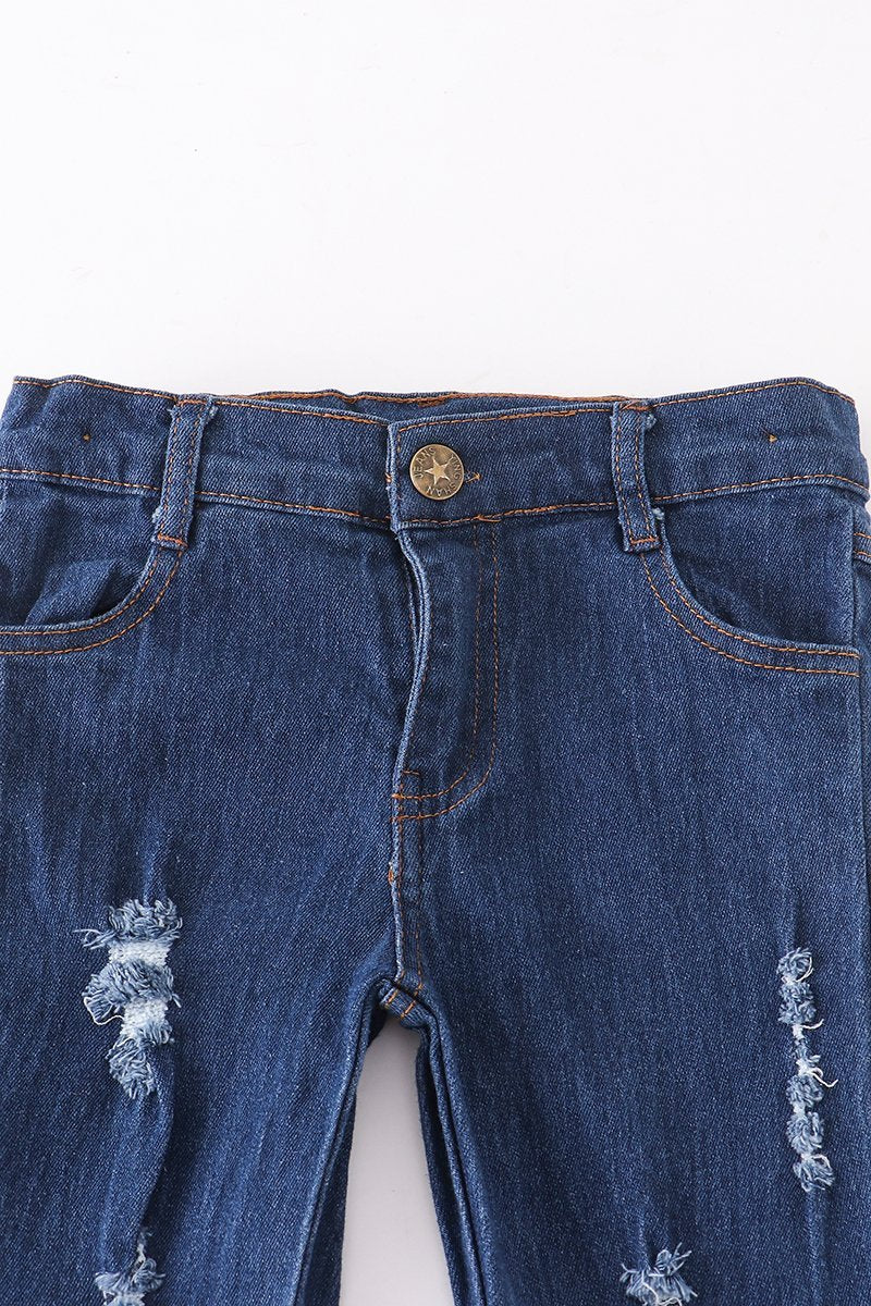 Navy double layered denim jeans