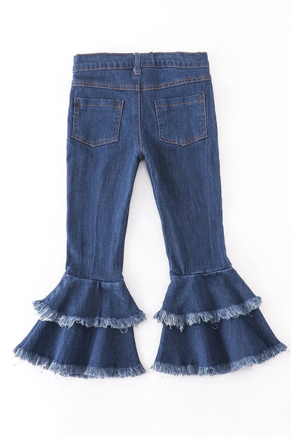 Navy double layered denim jeans