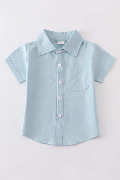 Light blue button-downs pocket boy shirt