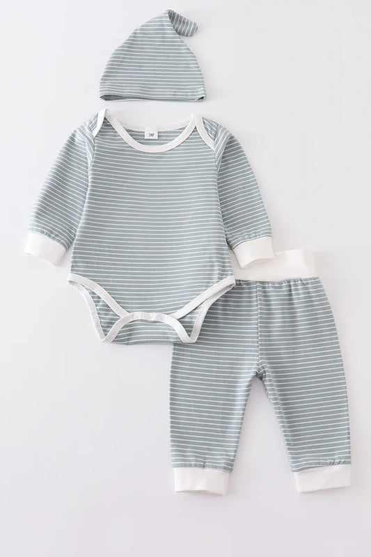 GREEN STRIPE BABY 3PC SET