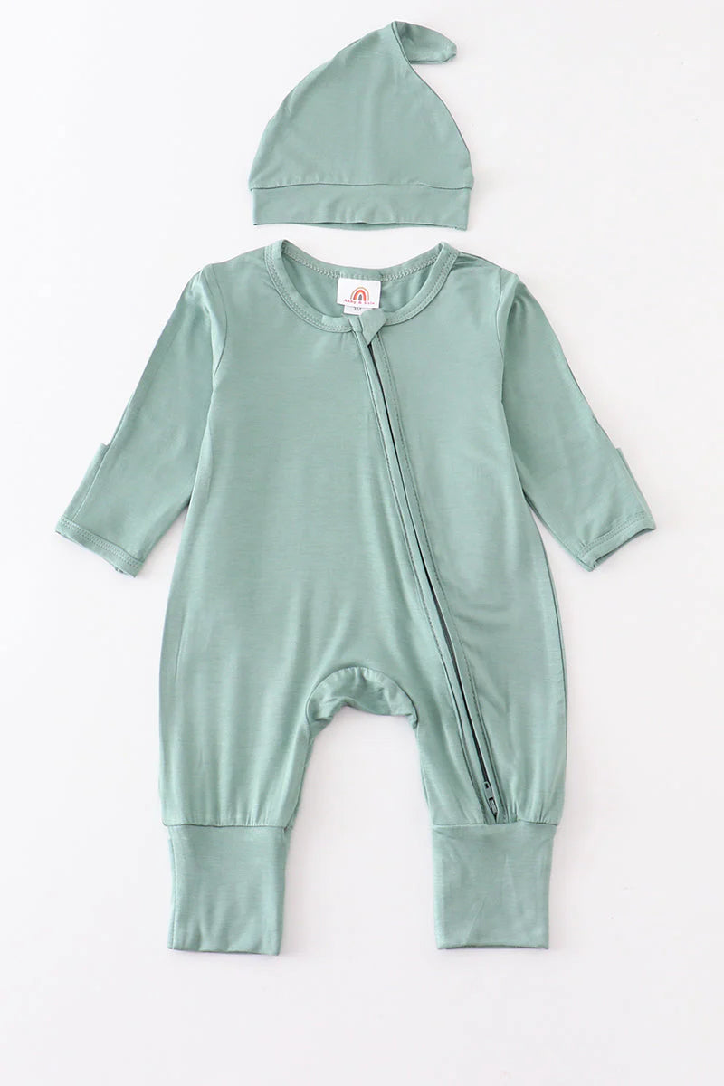 Sage bamboo zipper 2pc baby romper