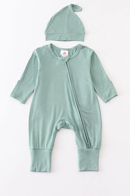 Sage bamboo zipper 2pc baby romper