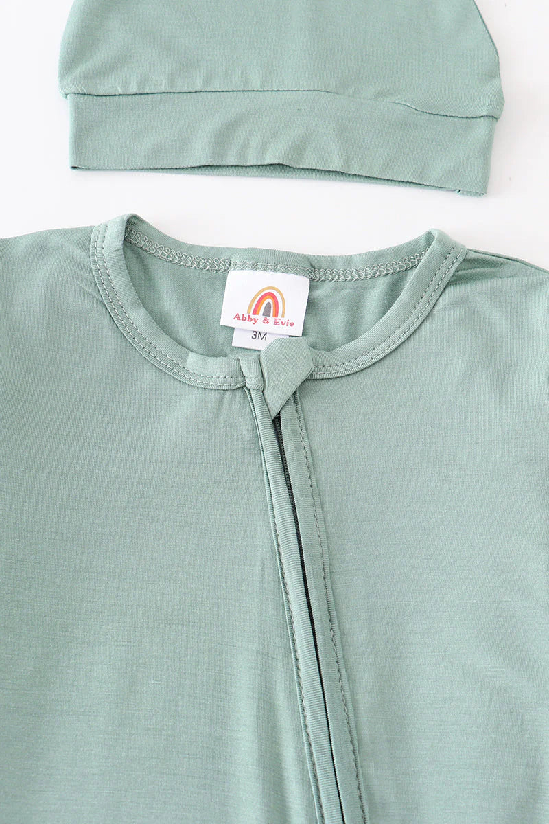 Sage bamboo zipper 2pc baby romper