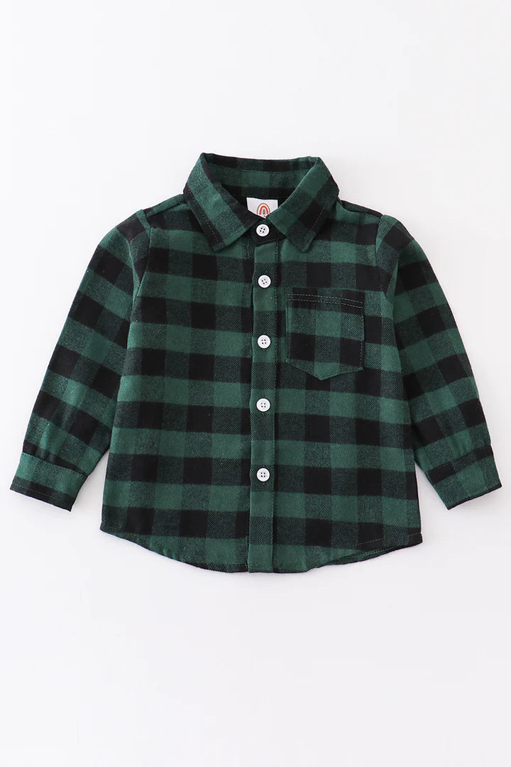 Forest plaid button down shirt