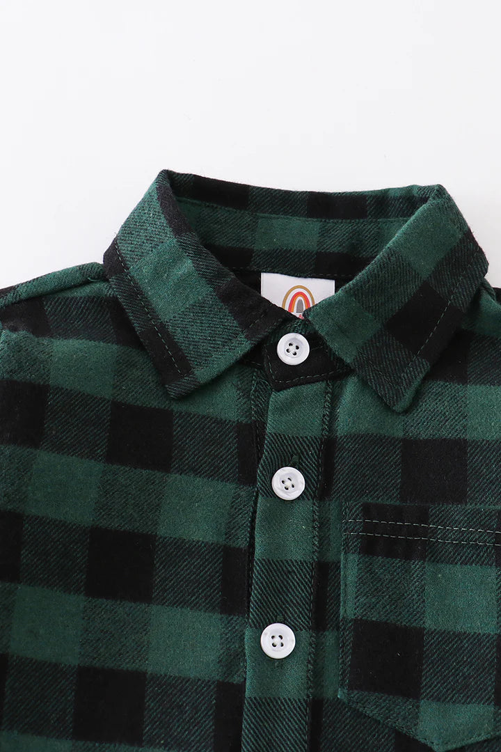 Forest plaid button down shirt