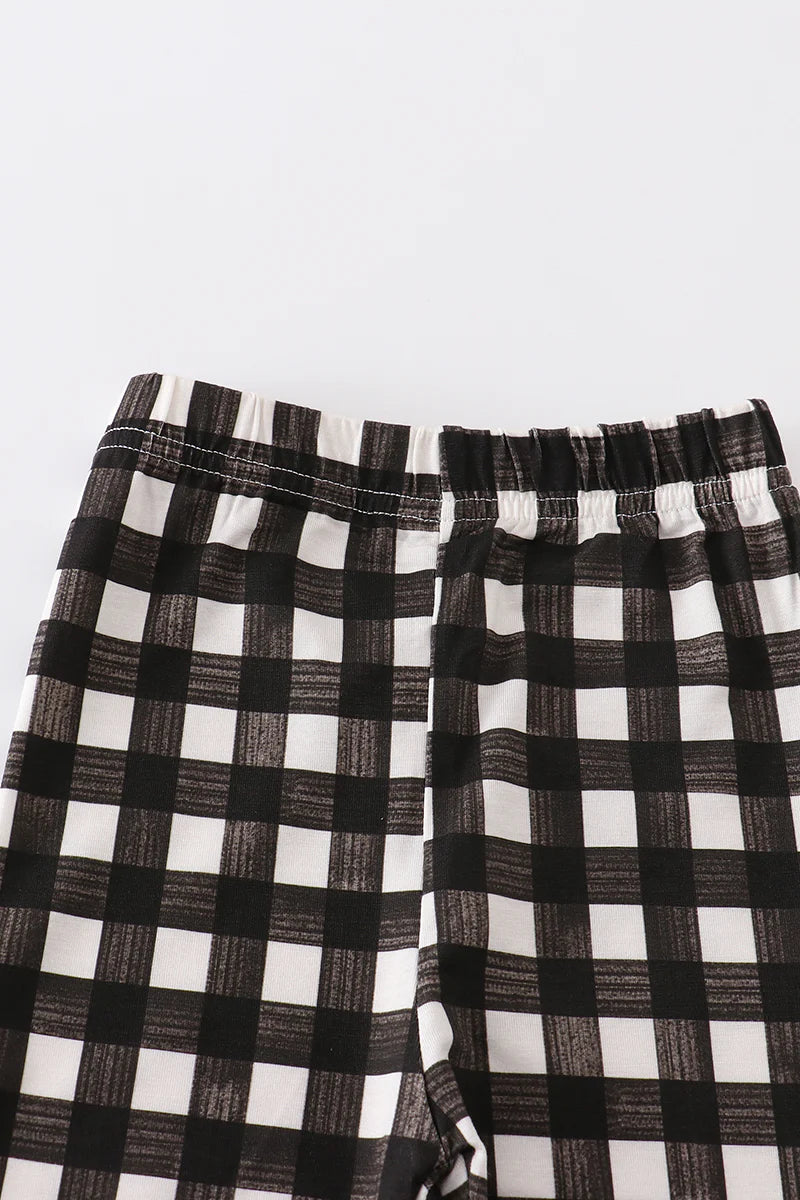 Black plaid pajamas set