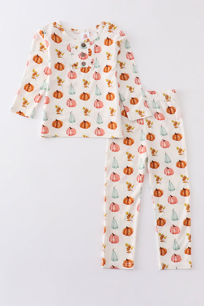 Pumpkin Print Pajamas Set