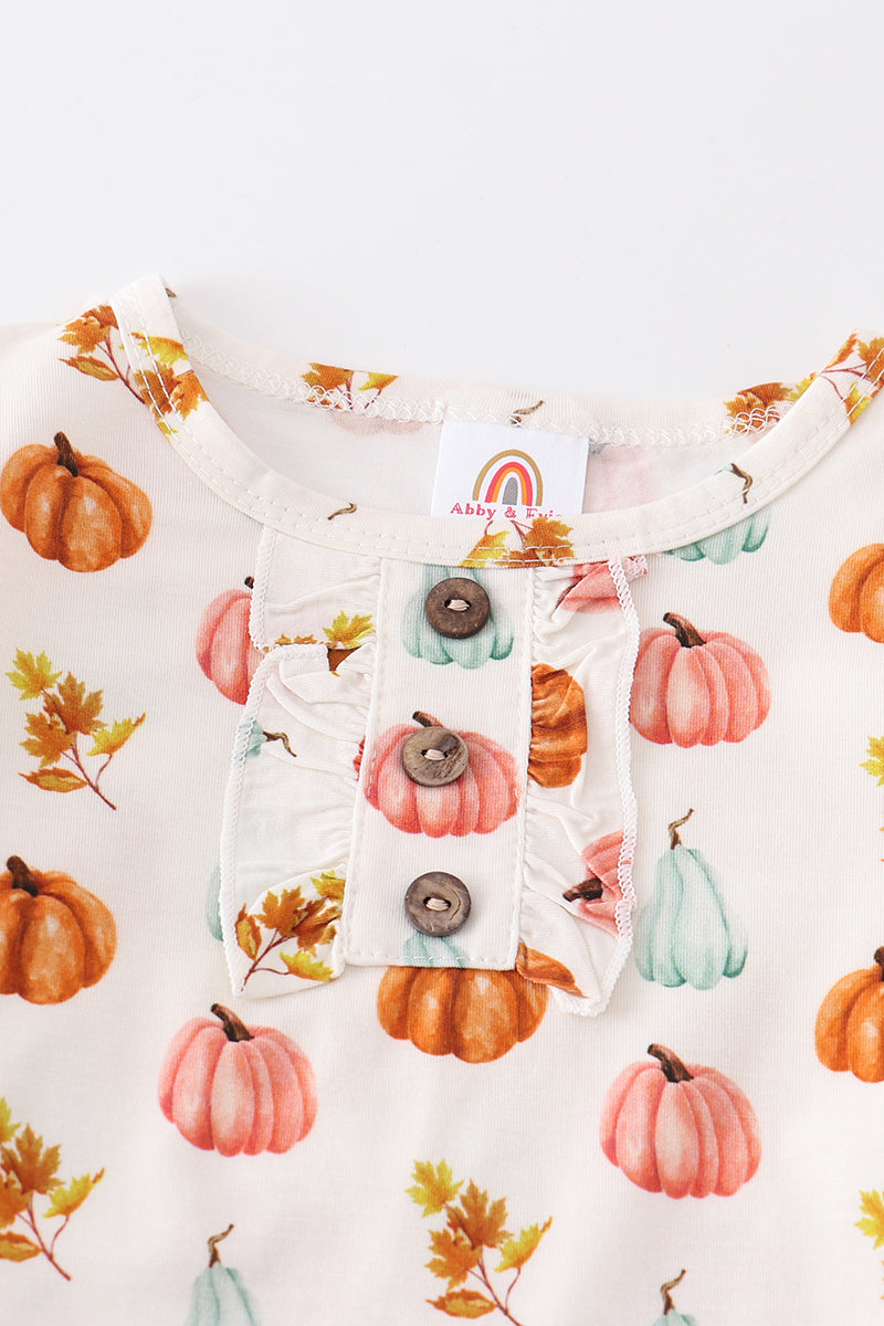 Pumpkin Print Pajamas Set