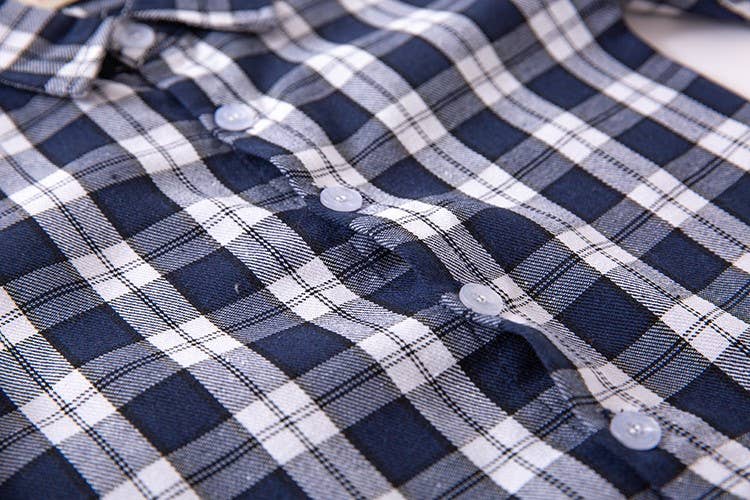 Navy & White Plaid Cotton Button-Down Shirt – Baby & Toddler