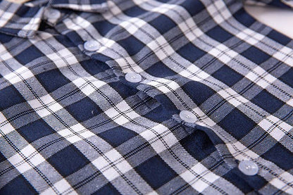 Navy & White Plaid Cotton Button-Down Shirt – Baby & Toddler