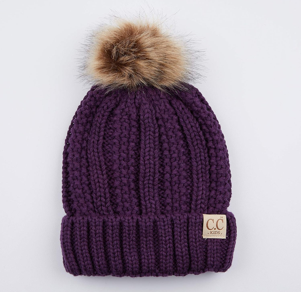 CC Kids Beanie Ages 2-5 Warm Chunky Thick Stretchy Knit Slouch Beanie Skull Kids Hat with Pom