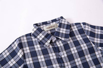 Navy & White Plaid Cotton Button-Down Shirt – Baby & Toddler