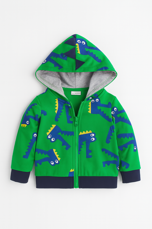 Green Alligator Boy Hoodie Jacket