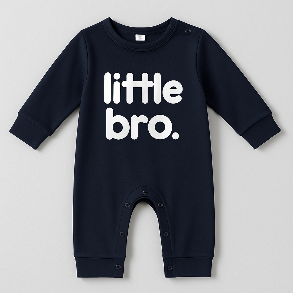 Navy Blue Little Bro. Baby Romper