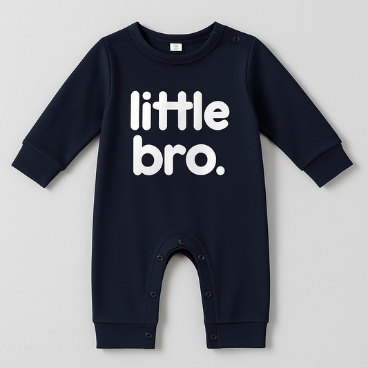 Navy Blue Little Bro. Baby Romper