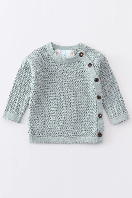 Mint Buttons Baby Sweater