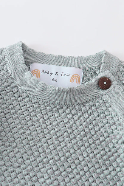 Mint Buttons Baby Sweater