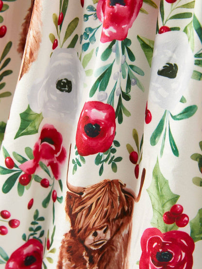 Highland Cow and Flower Pattern Dress