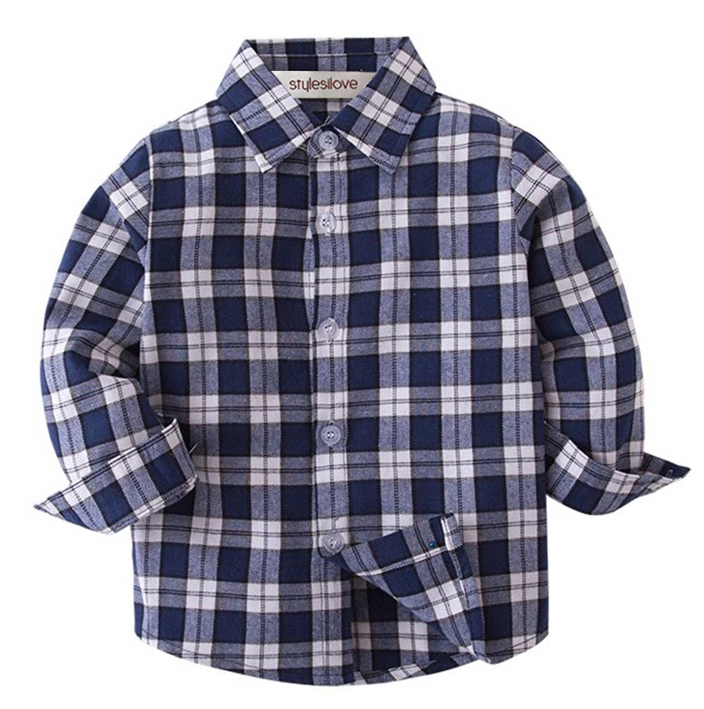 Navy & White Plaid Cotton Button-Down Shirt – Baby & Toddler