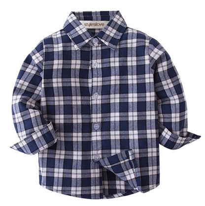 Navy & White Plaid Cotton Button-Down Shirt – Baby & Toddler