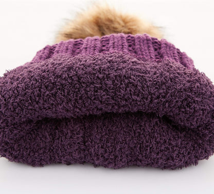 CC Kids Beanie Ages 2-5 Warm Chunky Thick Stretchy Knit Slouch Beanie Skull Kids Hat with Pom
