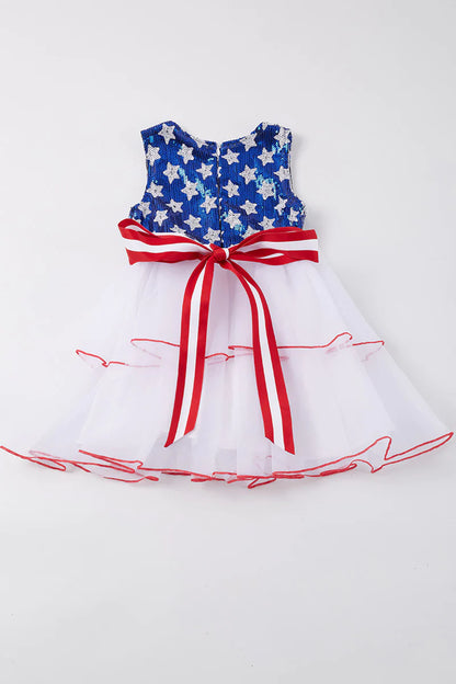 Navy star sequins girl tutu dress