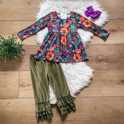 Embroidered Floral Pants Set by Wellie Kate