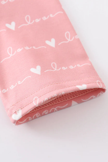 Pink heart print girl dress