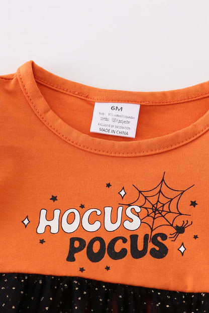 Orange 'Hocus Pocus' Ruffle Baby Romper