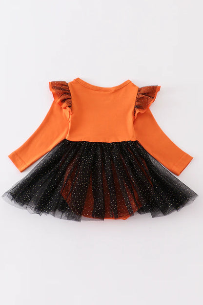 Orange 'Hocus Pocus' Ruffle Baby Romper