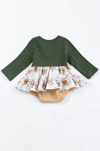 FOREST FLORAL RUFFLE BABY ROMPER