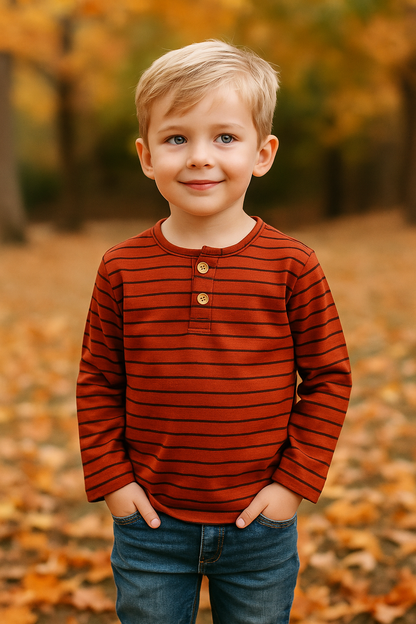 Long Sleeve Textured Stripe Henley