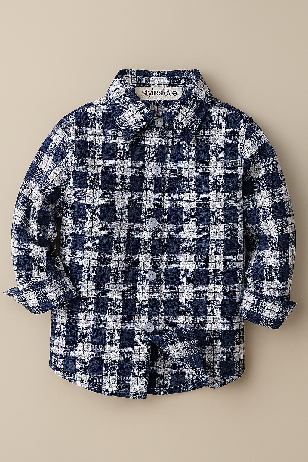 Navy & White Plaid Cotton Button-Down Shirt – Baby & Toddler